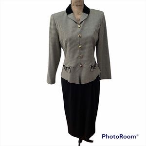 Vintage Casual Corner Petite One Piece White and Black Dress Suit NWT